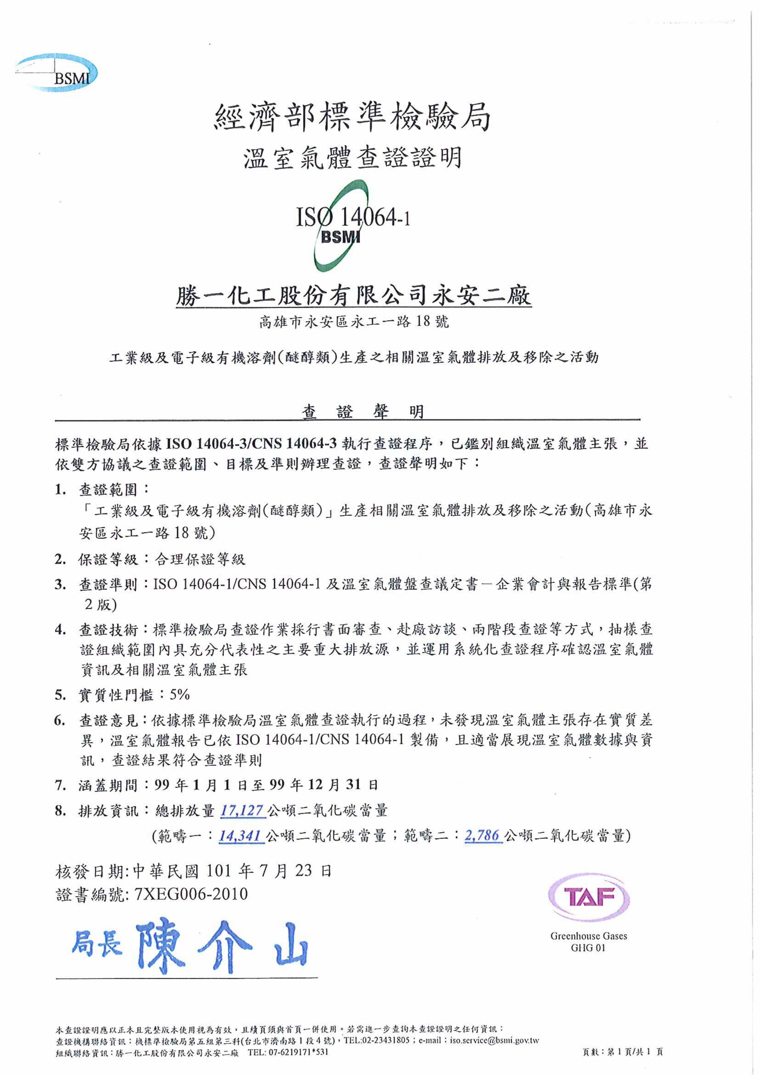 ISO 14064(永安二廠)